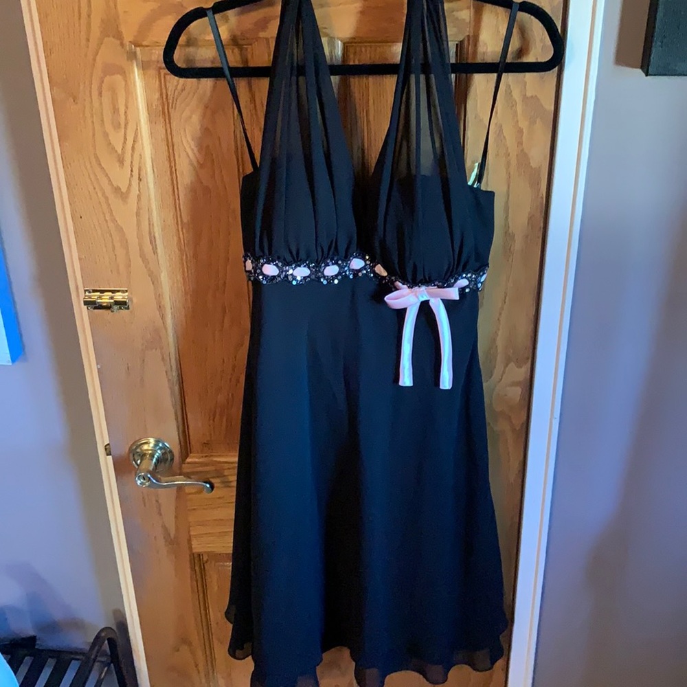 Black halter top dress